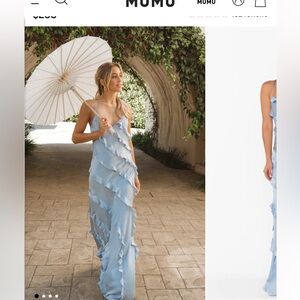 NWT Show Me Your MuMu Light Blue Ruffle Maxi Dress NWT